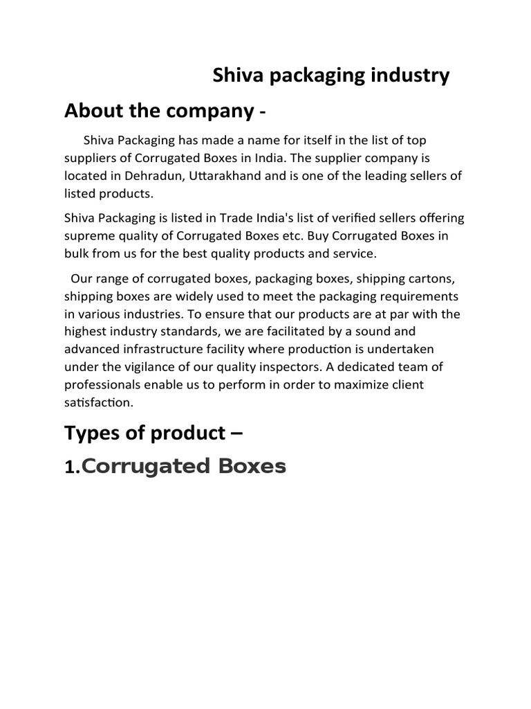 Shiva Packaging Industry Overview | PDF | Packaging And Labeling ...