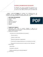 Indicaciones para El Informe Escritoy Presentación Oral de Pasantía