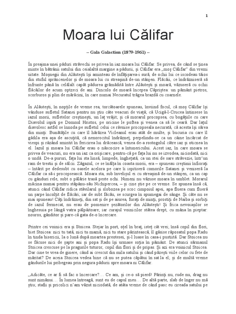 Moara Lui Califar Text | PDF