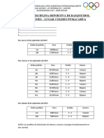 FIXTURE DE LA DISCIPLINA DEPORTIVA DE BASQUETBOL DAMAS Y VARONES