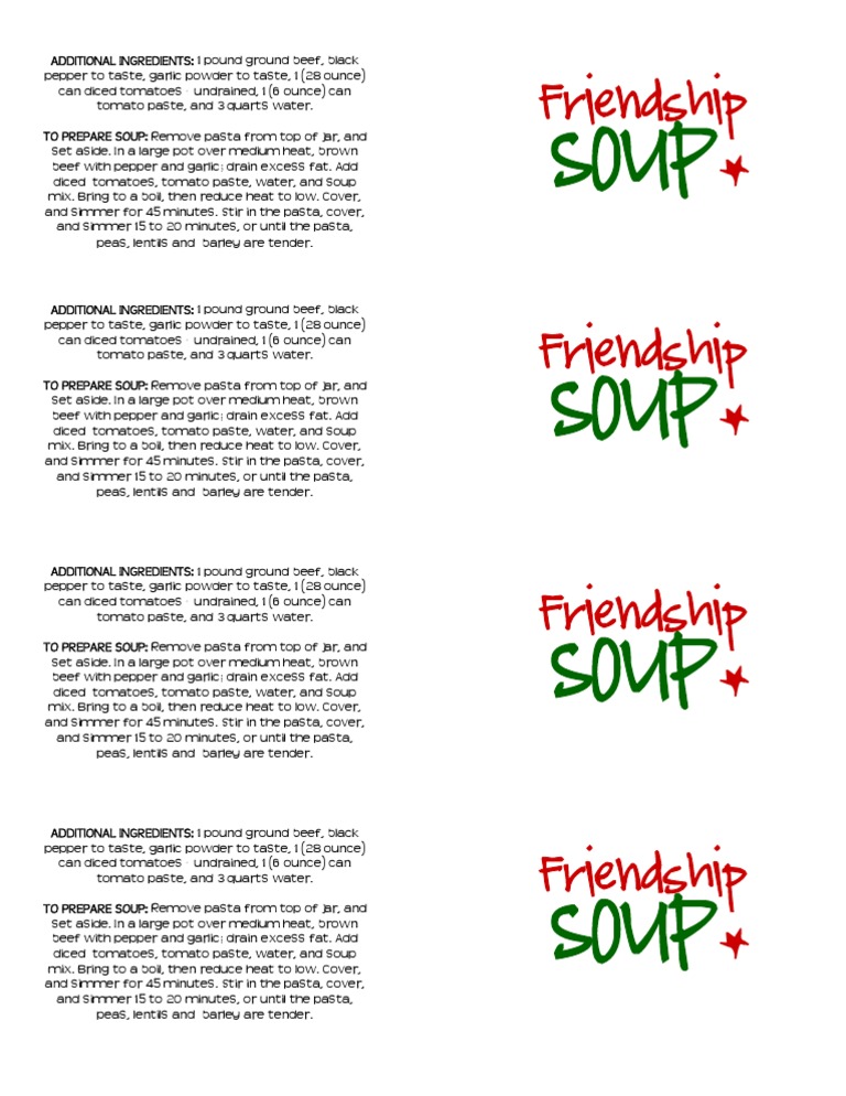 Friendship Soup | Pasta | Food Ingredients