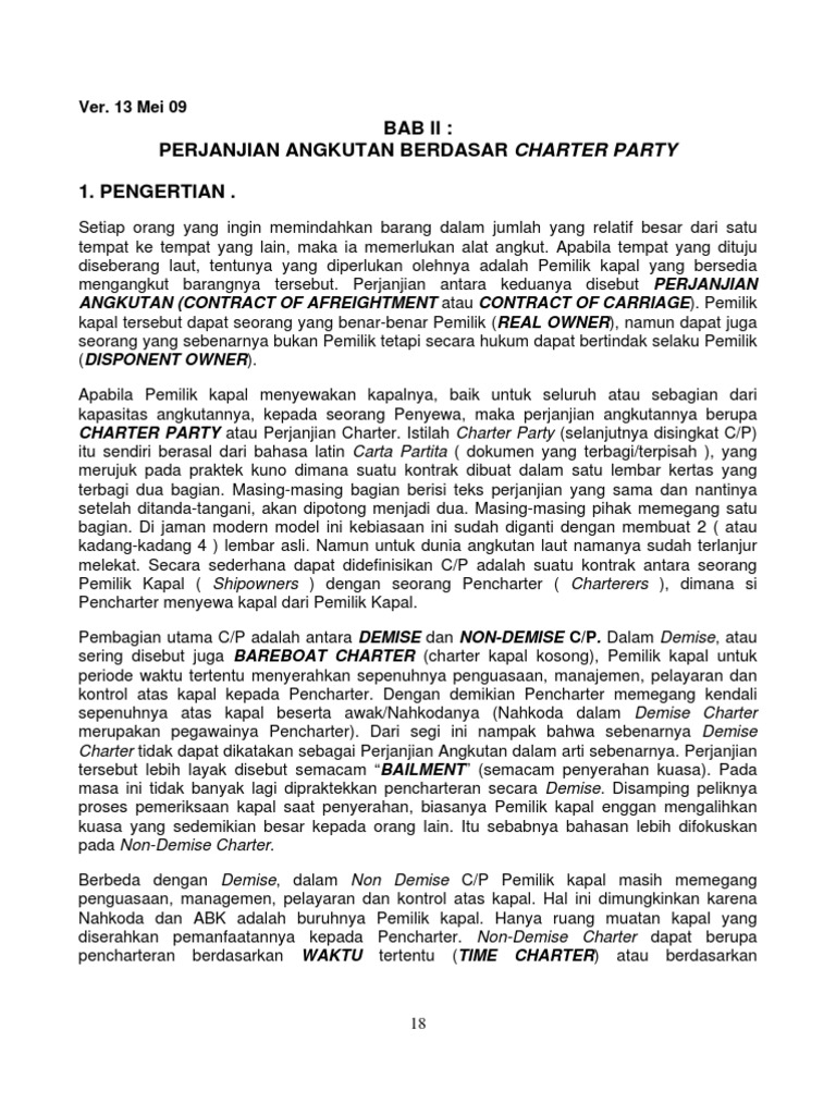 Contoh Surat Perjanjian Time Charter Kapal Contoh