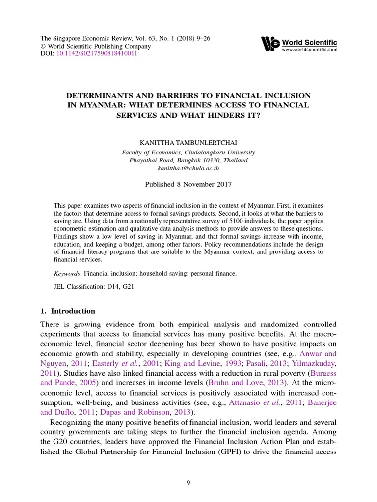 DETERMINANTS AND BARRIERS TO FINANCIAL INCLUSION What Eterminants Waht ...