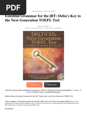 Essential Grammar For The Ibt Delta S Key To The Next Generation