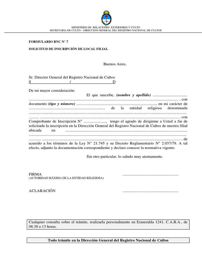 Solicitud de Inscripción RNC N° 7 | PDF | Gobierno | Justicia