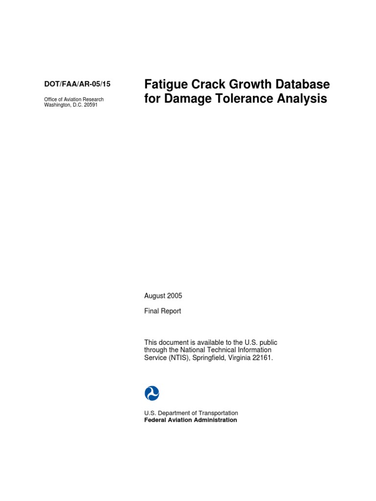 Fatigue Crack Growth Database For Damage Tolerance Analysis | PDF ...