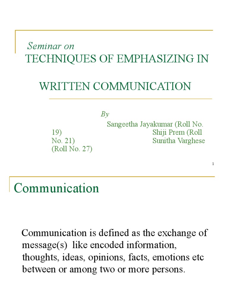 Effective Techniques for Written Emphasis | PDF | Communication ...
