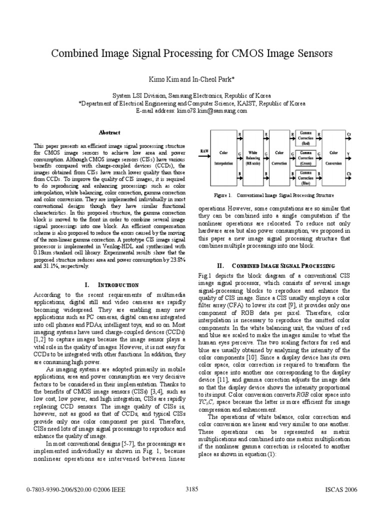 Combined Image Signal Processing For CMOS Image Sensors PDF | PDF ...