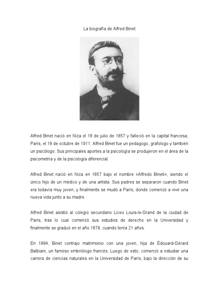 Biografía de Alfred Binet | PDF | Filosofía | Historia