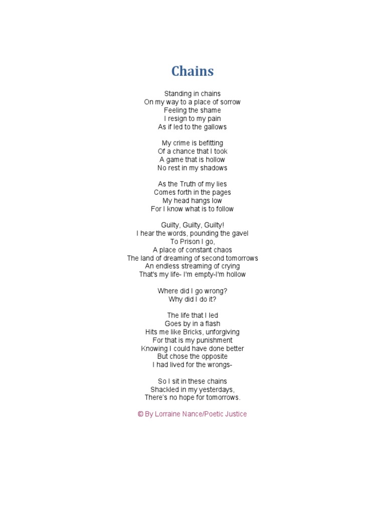 Chains of Regret: A Poetic Reflection | PDF | Art | Mystery, Thriller ...