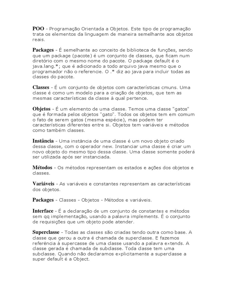 Fundamentos de POO e Instanciação | PDF | Classe (programação de ...