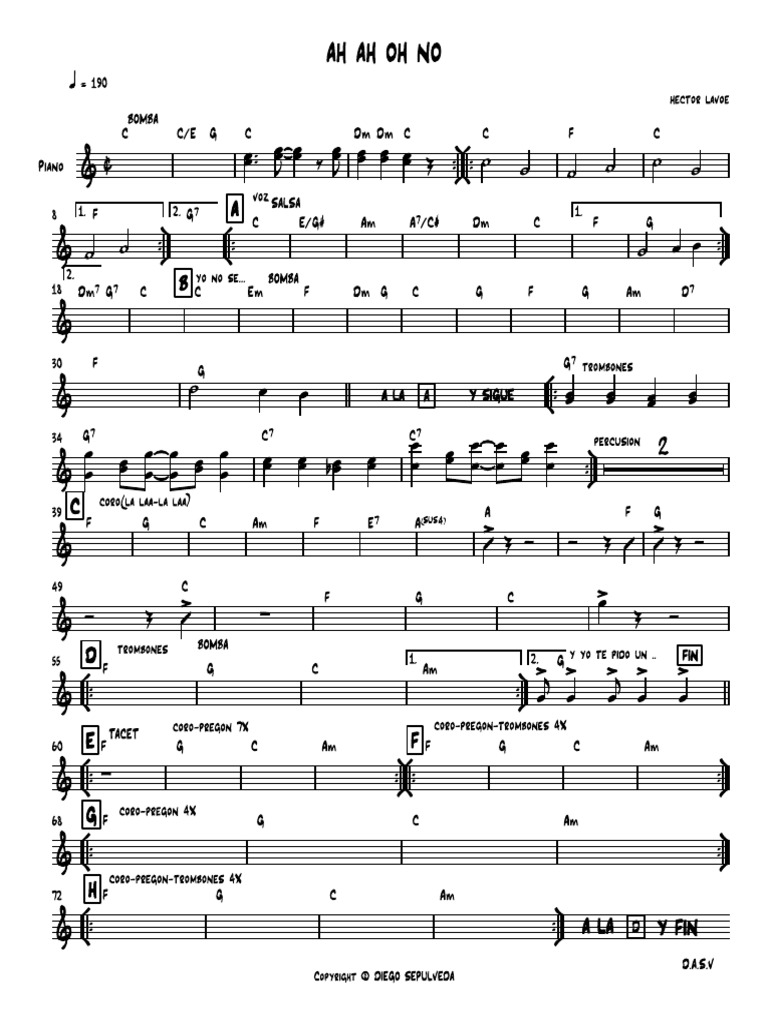 Ah Ha Oh No Piano PDF | PDF