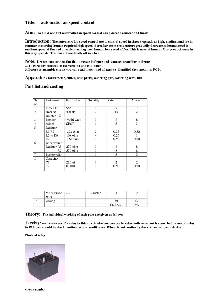 Automatic Fan Speed Control System | PDF | Capacitor | Diode