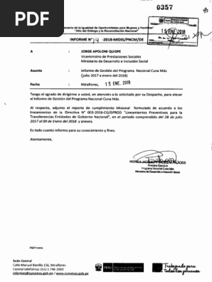 Informe de Gestión Cuna Más 2017-2018 | PDF | Derechos humanos