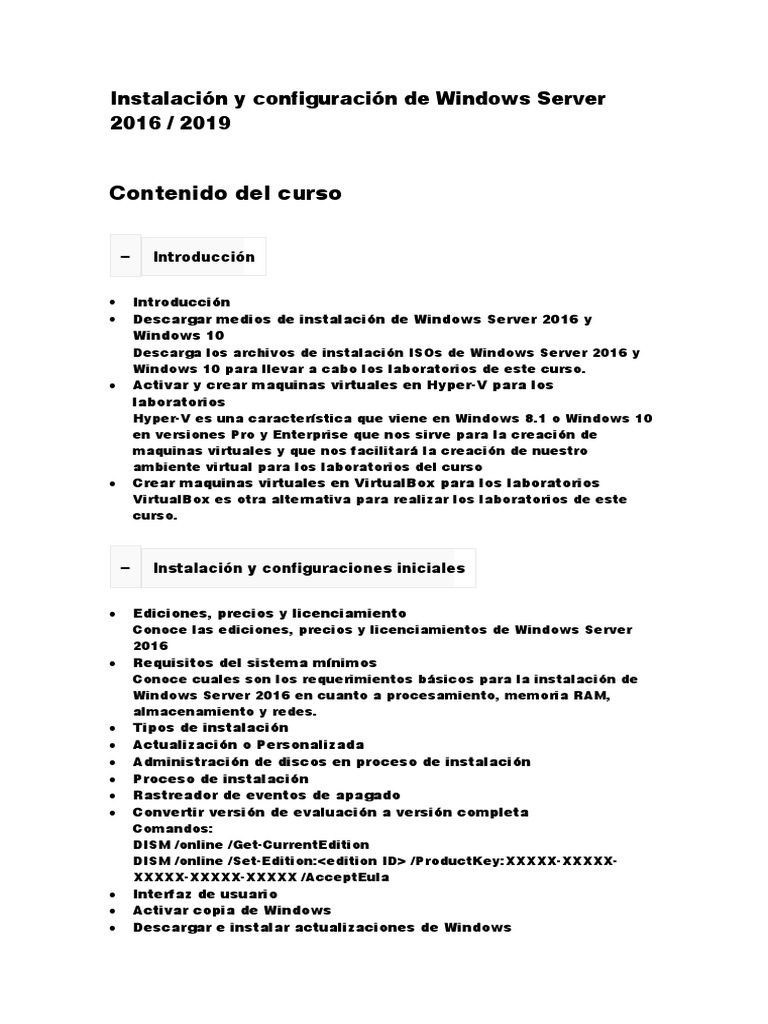 Instalación y Configuración de Windows Server 2016 | PDF | Directorio ...