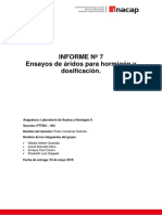 Informe Nº7 Laboratorio Enasyos de Aridos y Dosificación - Seccion 404 PDF