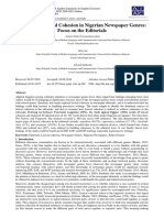 Evaluating Lexical Cohesion in Nigerian Newspaper Genres: Focus On The Editorials