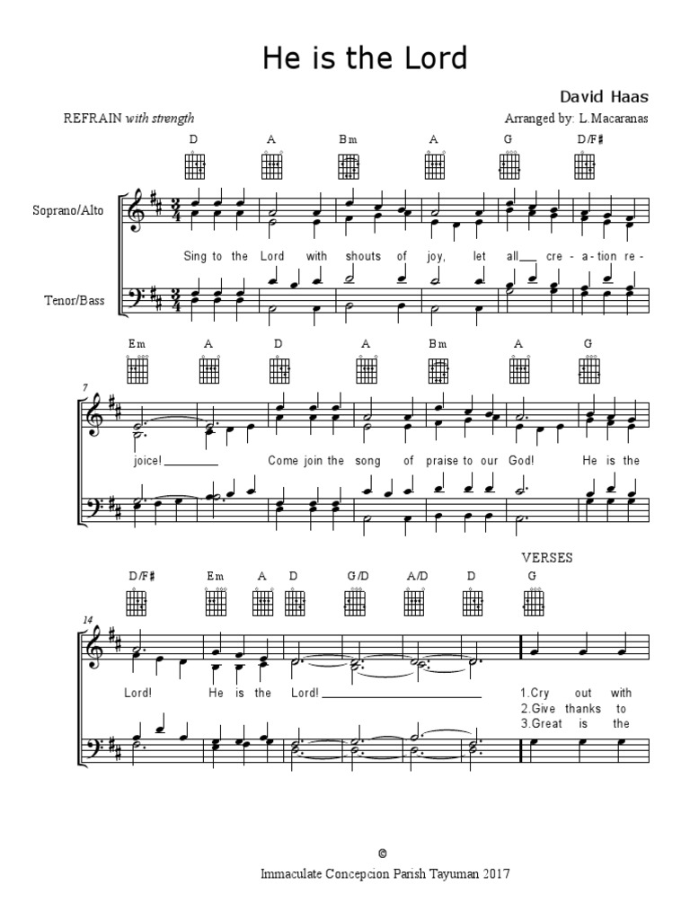 He is the Lord SATB Music Theory Musical Compositions