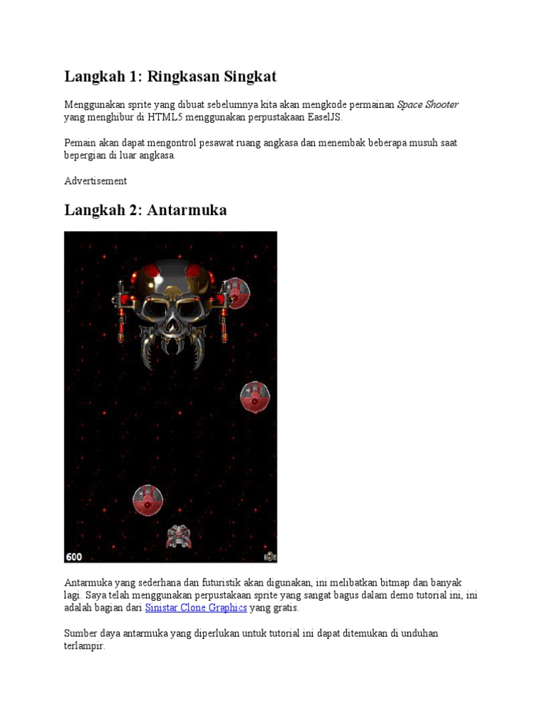Kode Permainan Space Shooter HTML5 | PDF | Game & Aktivitas
