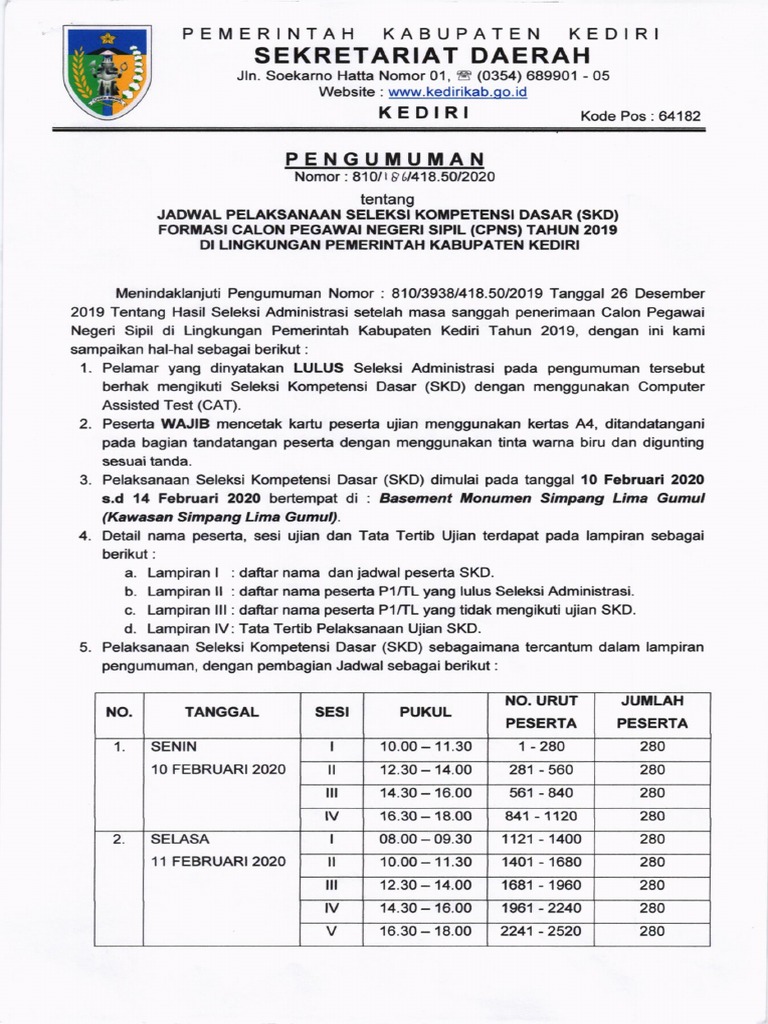 Pengumuman Jadwa Ujian Skd Kominfo Pdf