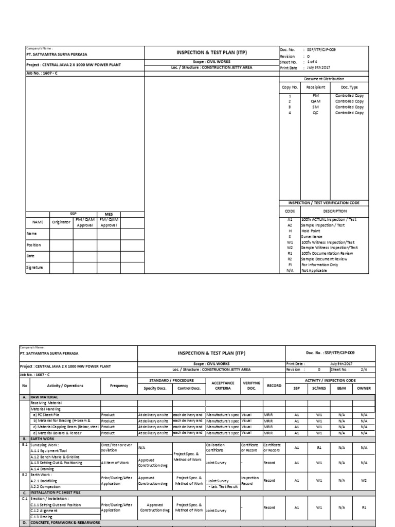 Jetty Construction Inspection Plan | PDF | Building Technology ...