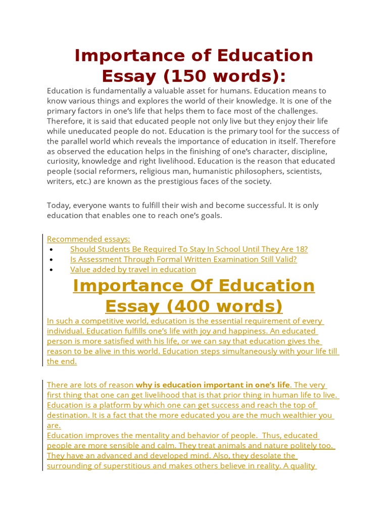 importance of right to education essay