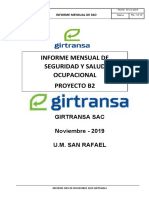 Informe Mensual SSO Proyecto B2 Noviembre 2019 GIRTRANSA