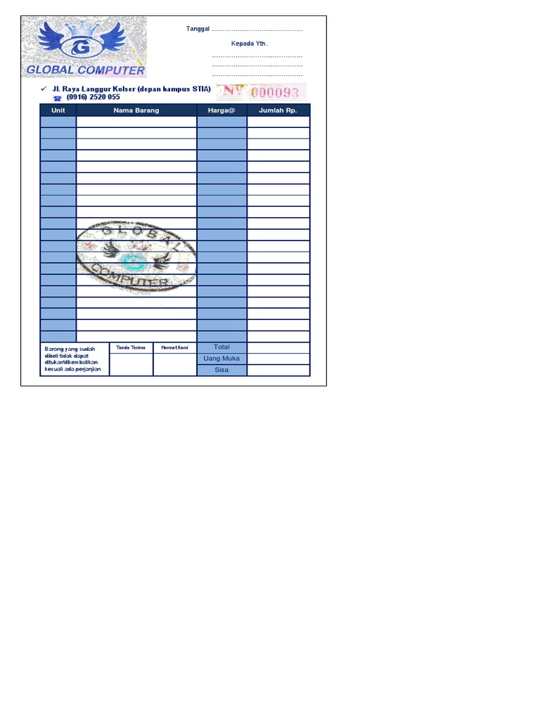 Nota Belanja Global Computer-Dikonversi | PDF