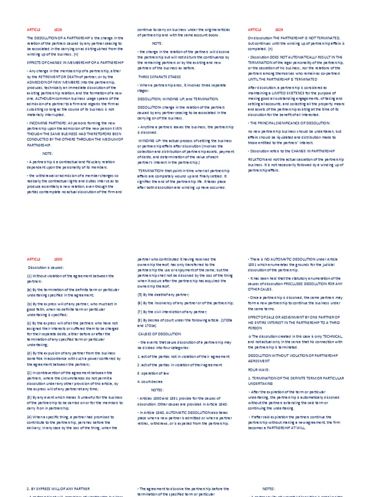 Dissolution And Winding Up Pdf Partnership Liquidation