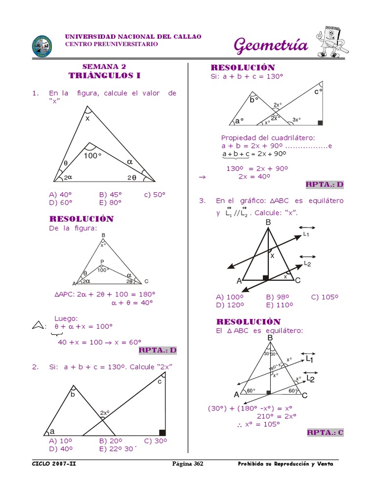 Ejercicios de Triángulos y Ángulos | PDF | Triángulo | Geometría Convexa