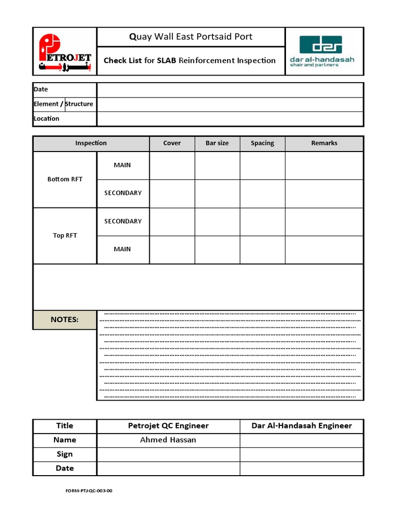 RFT Engineering Inspection Checklist | PDF | Technology & Engineering