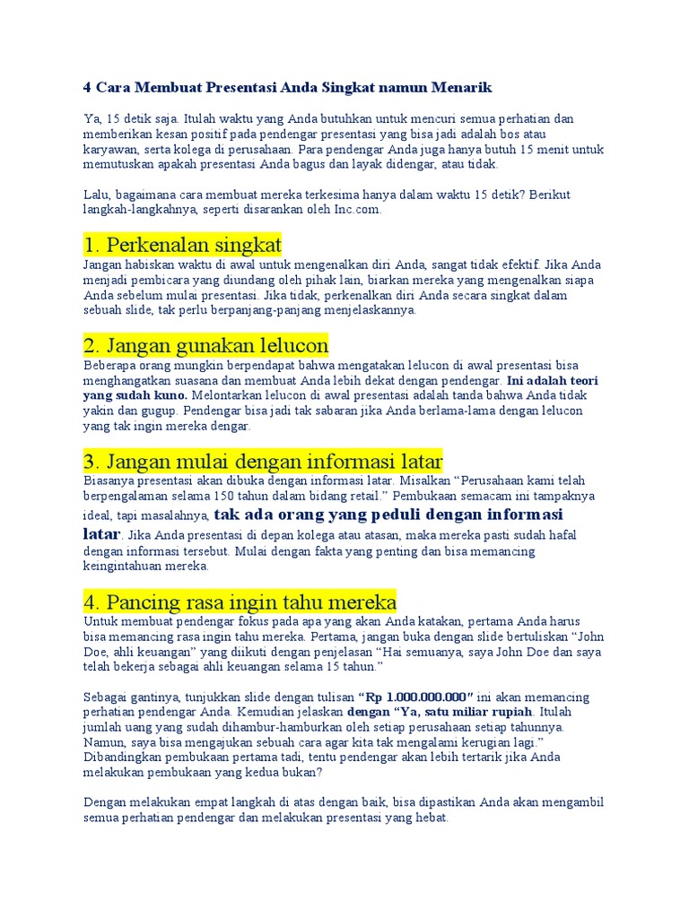 4 Cara Membuat Presentasi Anda Singkat Namun Menarik Docx