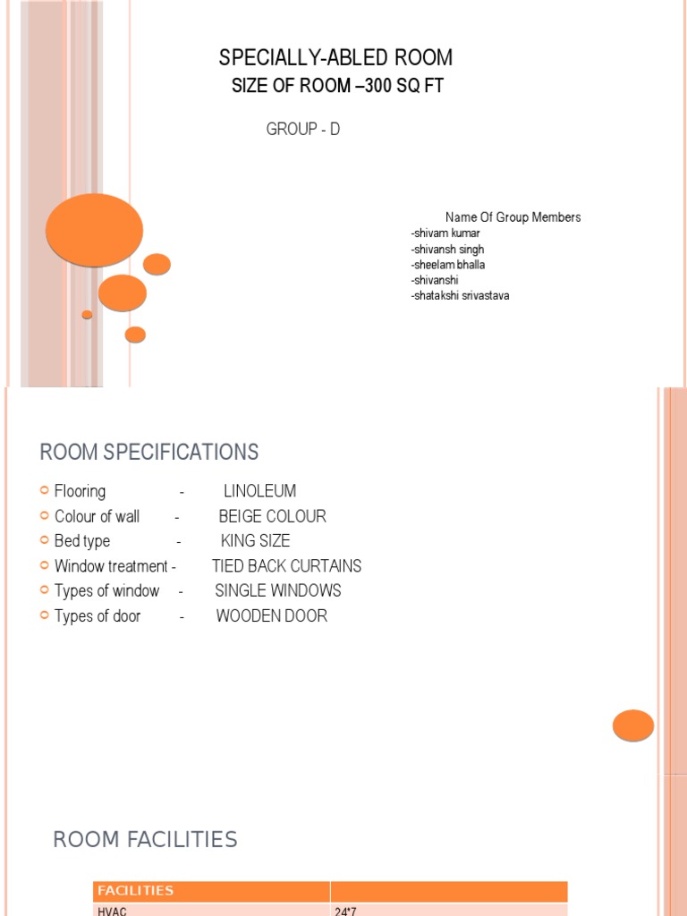 Specially-Abled Room Features & Specs | PDF