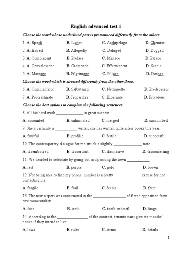 Advanced English Pronunciation Test | PDF