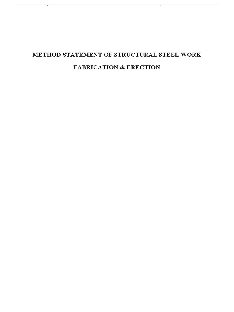 Method Statement for Steel Fabrication & Erection | PDF ...
