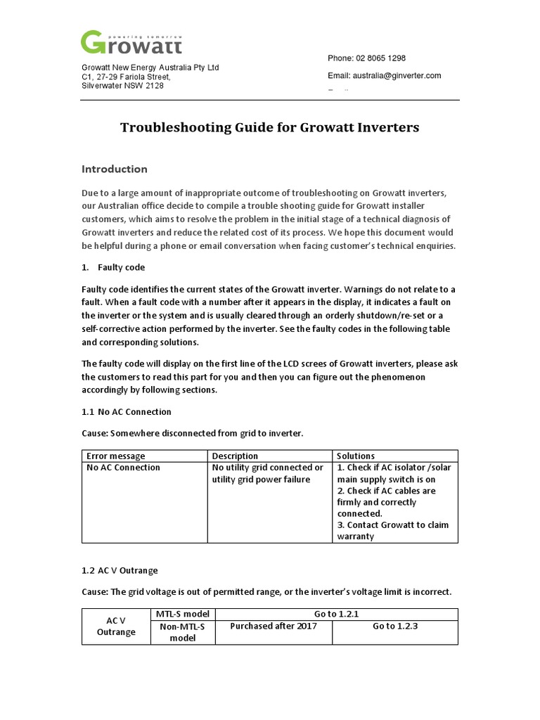 Trouble Shooting Guide | PDF | Power Inverter | Direct Current
