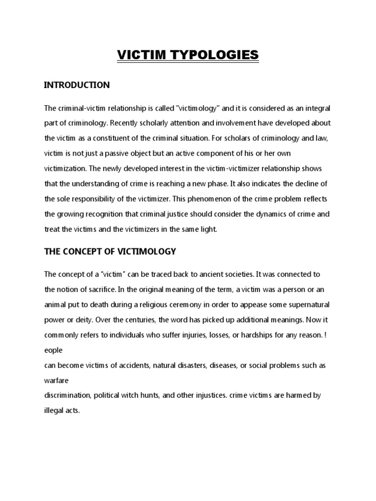 Victim Typologies | PDF | Victimology | Victimisation