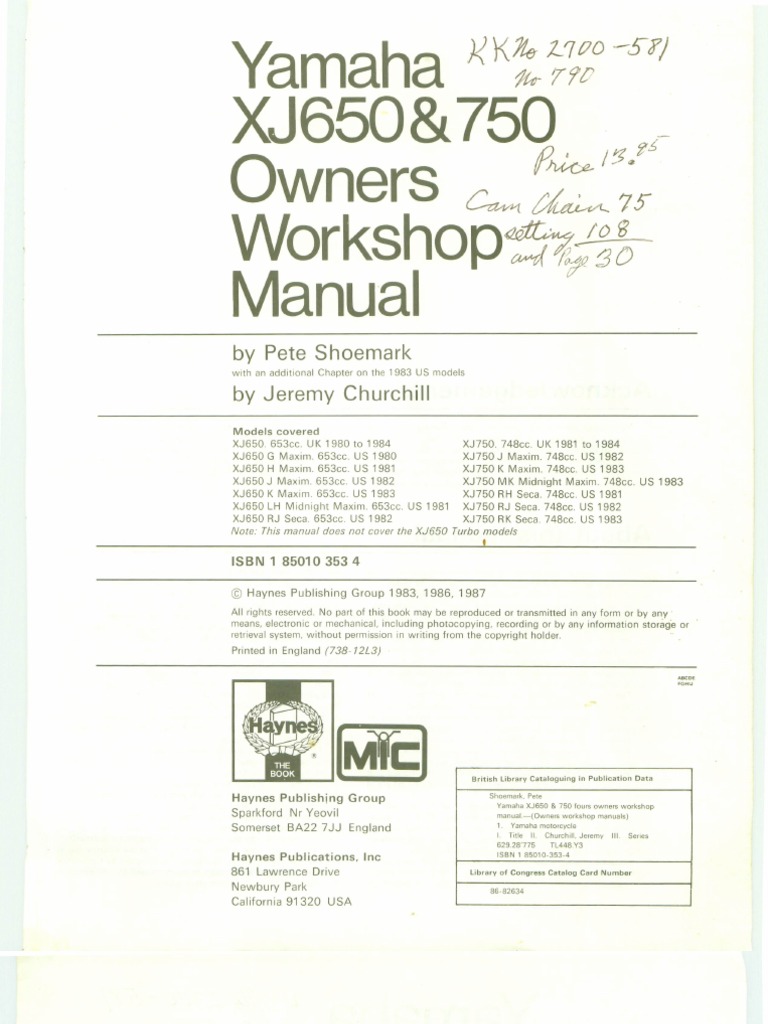 Yamaha XJ650 XJ750 Service Manual | PDF