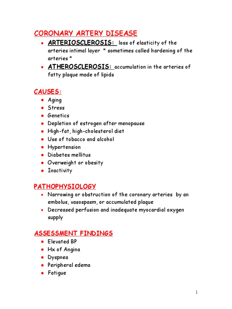 Coronary Artery Disease Overview | PDF | Coronary Artery Disease ...