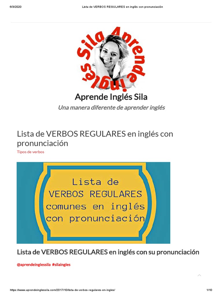 Lista de VERBOS REGULARES en Inglés Con Pronunciación | PDF | Sintaxis ...