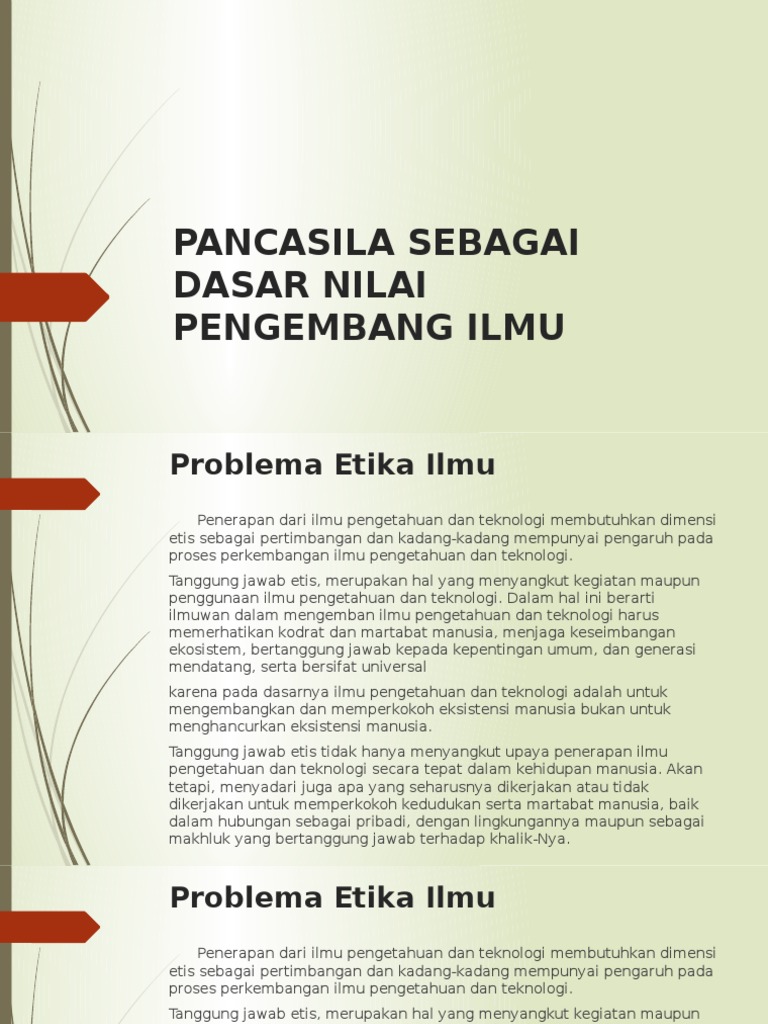 Pancasila Sebagai Dasar Nilai Pengembang Ilmu | PDF | Sains & Matematika