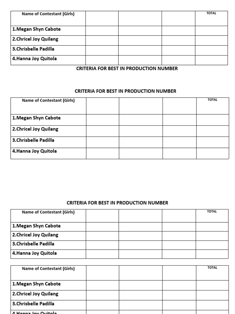 Criteria For Production Number PDF