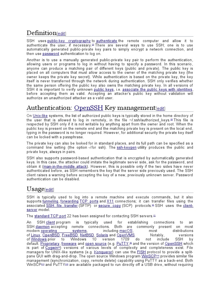Understanding SSH: Authentication & Usage | PDF | Secure Shell | File ...