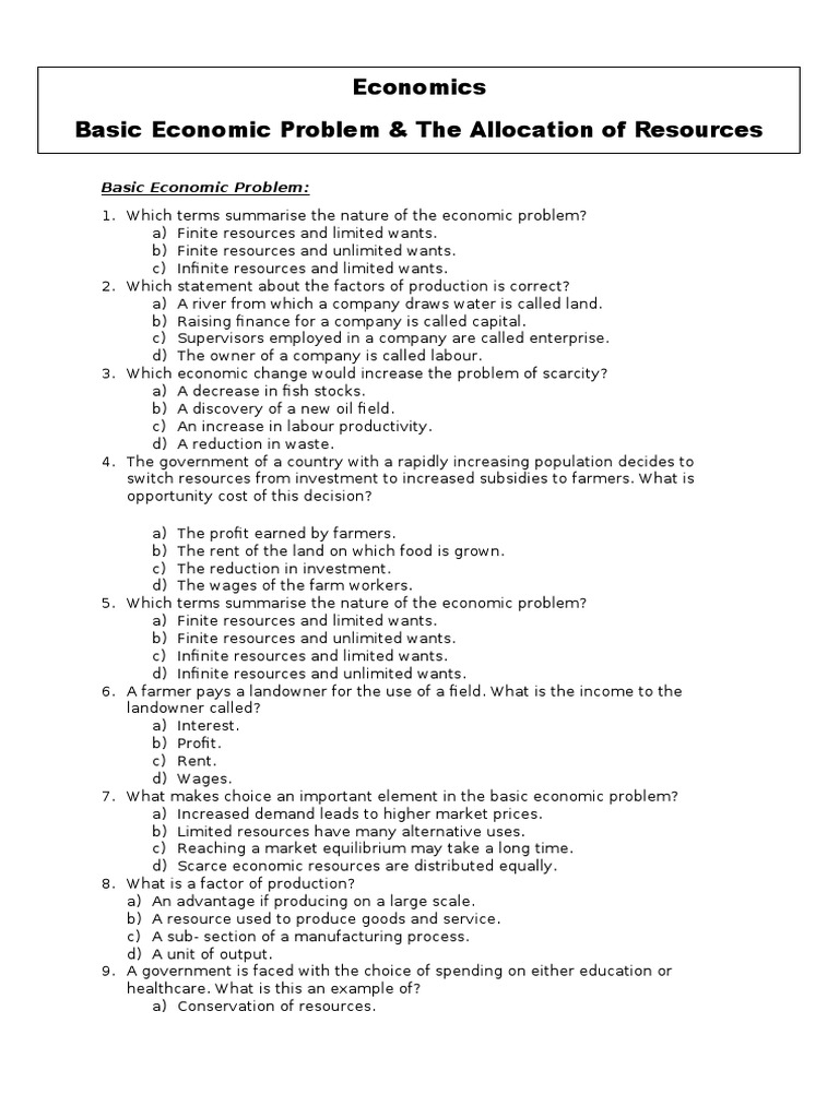 basic economic problem essay pdf