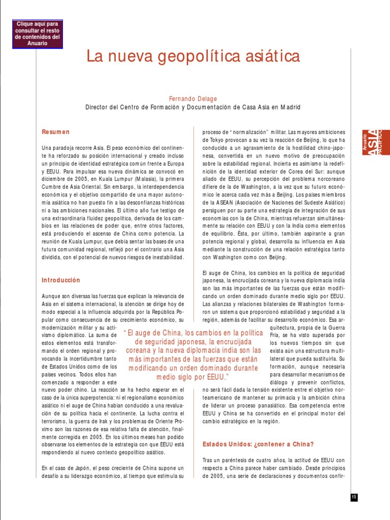 Geopolítica en Asia: Auge de China y Desafíos | PDF | China | Política ...