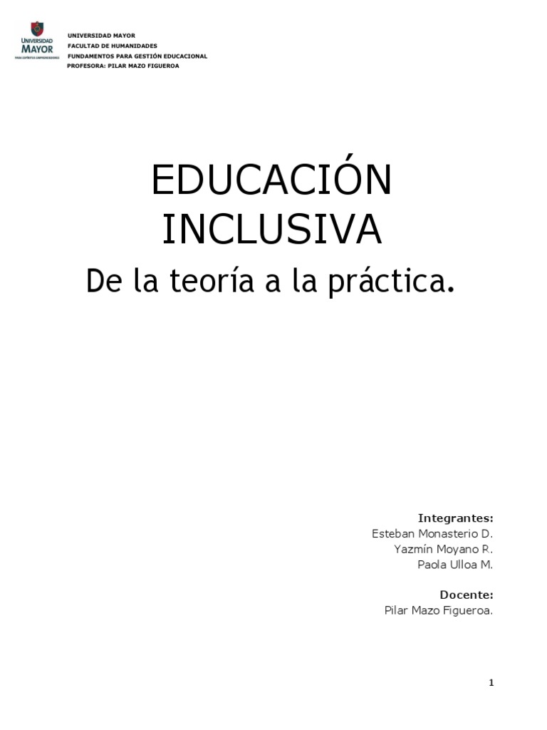 Educación Inclusiva: Teoría y Práctica | PDF | Plan de estudios ...