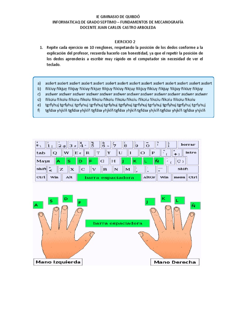 Ejercicios de mecanograf a septimo grado pdf