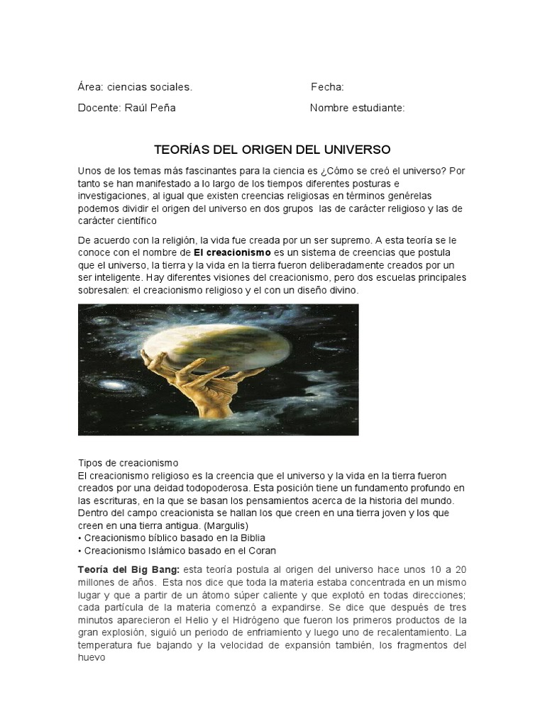 Teorías sobre el Origen del Universo | PDF | Creacionismo | Universo
