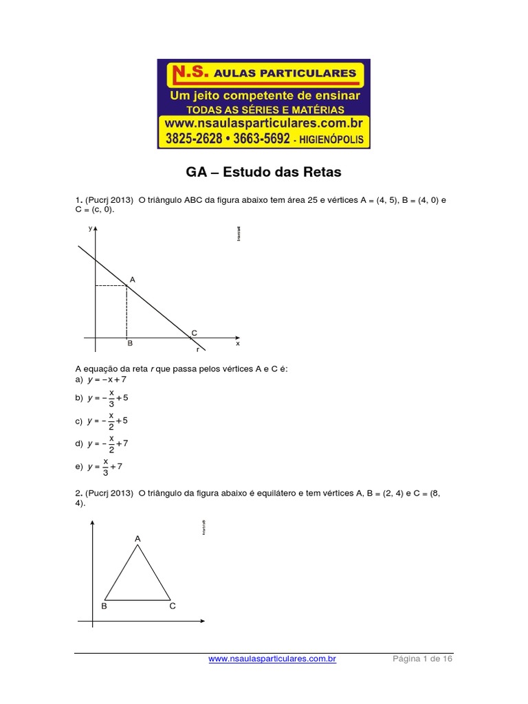Geometria-Analitica-Estudo-da-Reta-Solução Apostila 2 Carlos PDF | PDF ...