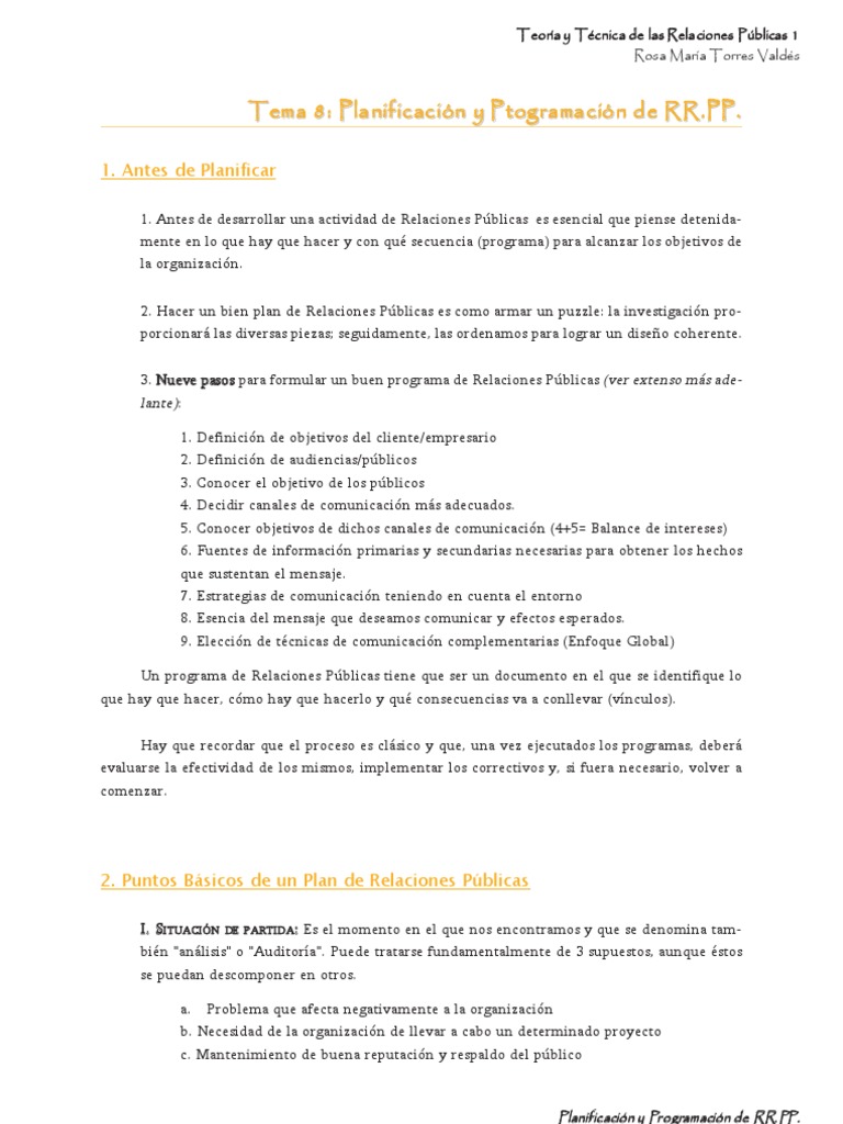 RRPP I Tema 8 | PDF | Planificación | Comunicación